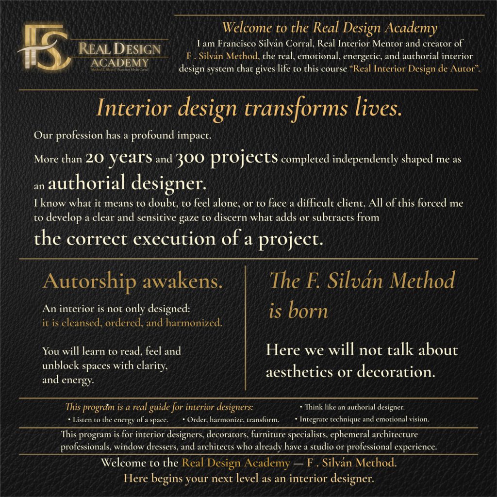 Complete Course — Real Interior Design of Author — F. Silván Method — Real Design Academy - English